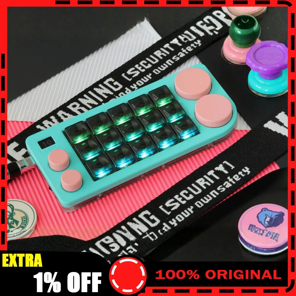 Doio Aluminum Alloy Mechanical Keyboard 4 Knobs Ps/Pr Custom Customization Programmable Mechanical Keyboard Workbench Kb15-01