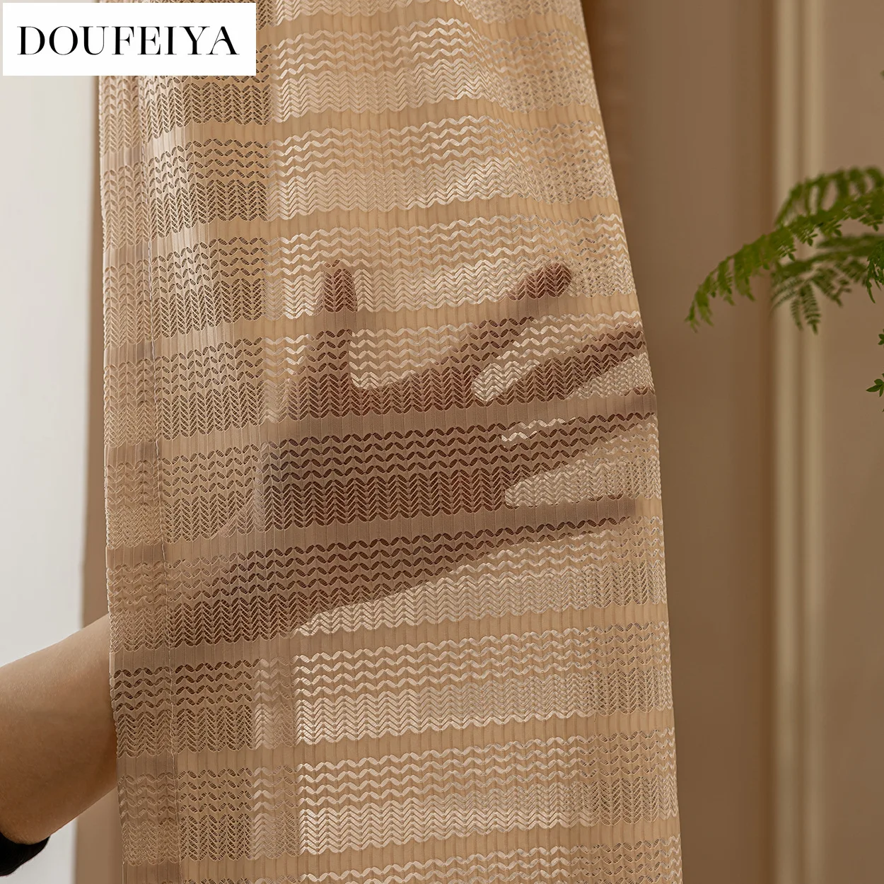 Custom Size Decor Bohemian Jacquard French Lace Sheer Yet Private Elegant Curtains for Living Dining Room Bedroom Window