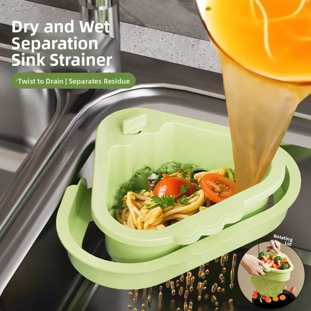 

Корзина-фильтр для раковины 2 в 1, креативный треугольный кухонный фильтр для мусора, съемная открывающаяся нижняя крышка, стойка для фильтра для мытья фруктов