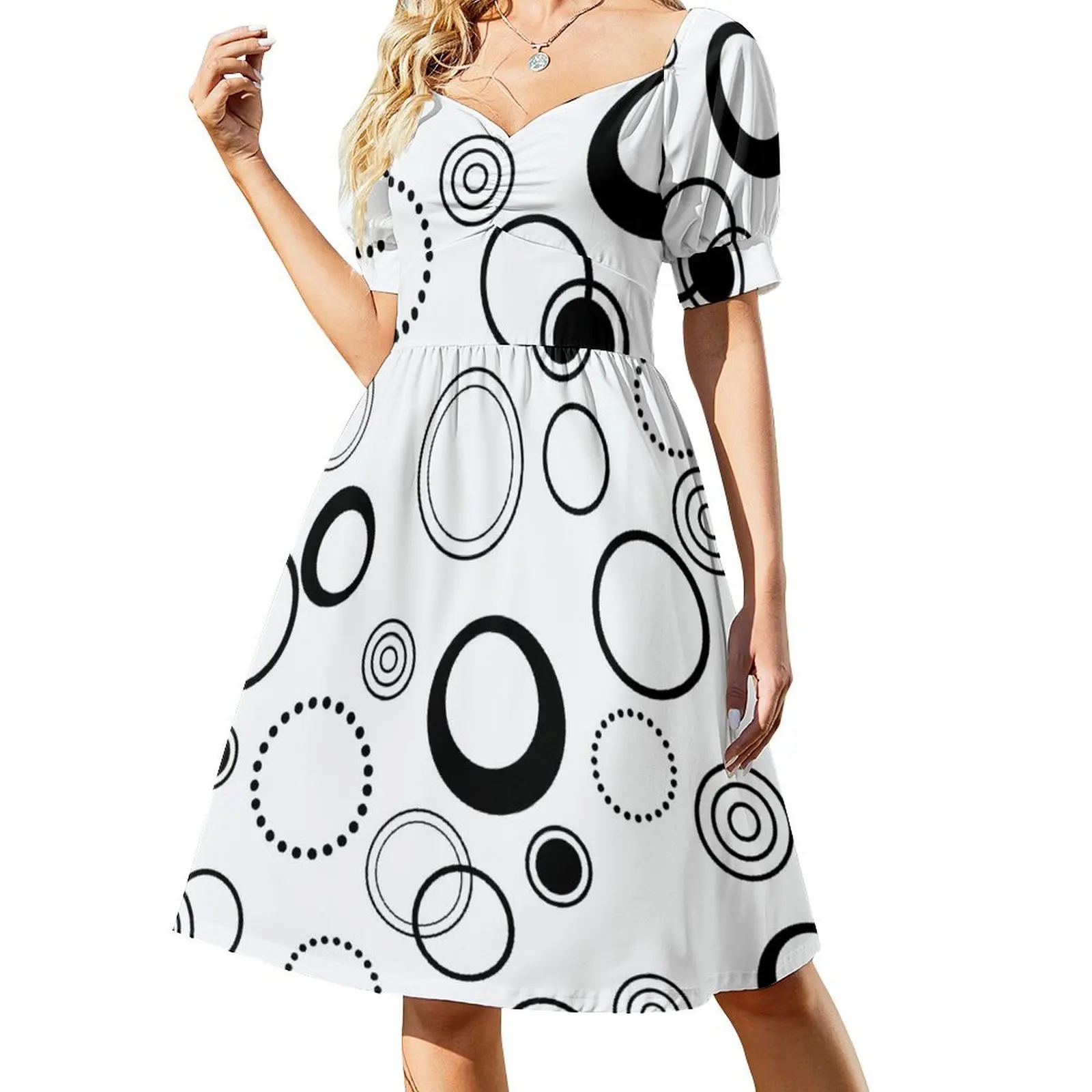 

Retro Swinging Sixties Black and White Short Sleeved Dress sexy short dresses daring women's summer jumpsuit Dress