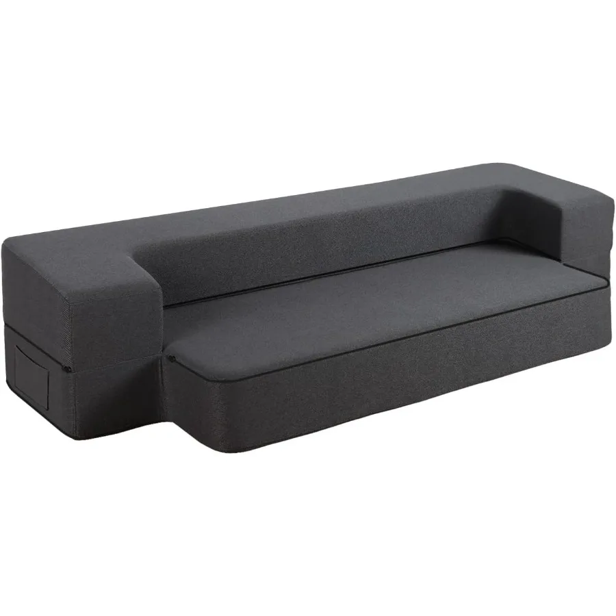8 Inch Folding Sofa Bed Couch Queen Memory Foam Convertible Futon Sleeper Chair Foam Bed for Bedroom Living Room Guest Dark Gre