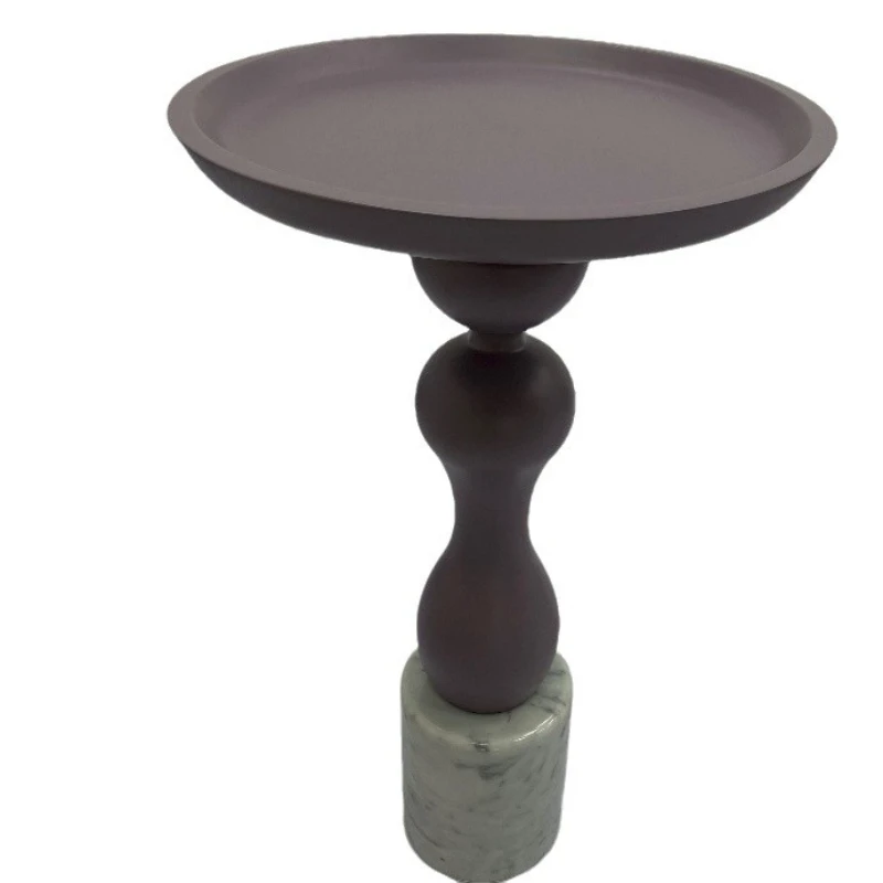 Solid wood small coffee table advanced sense minimalist marble creative living room round edge table