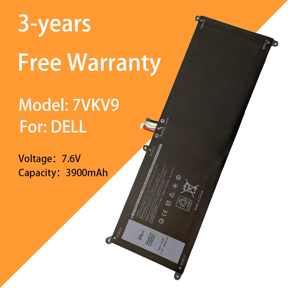 

7,6 В 3900 мАч аккумулятор для ноутбука 7VKV9, новый для Dell XPS12 12-7275 7000 9250 9TV5X 0V55D0