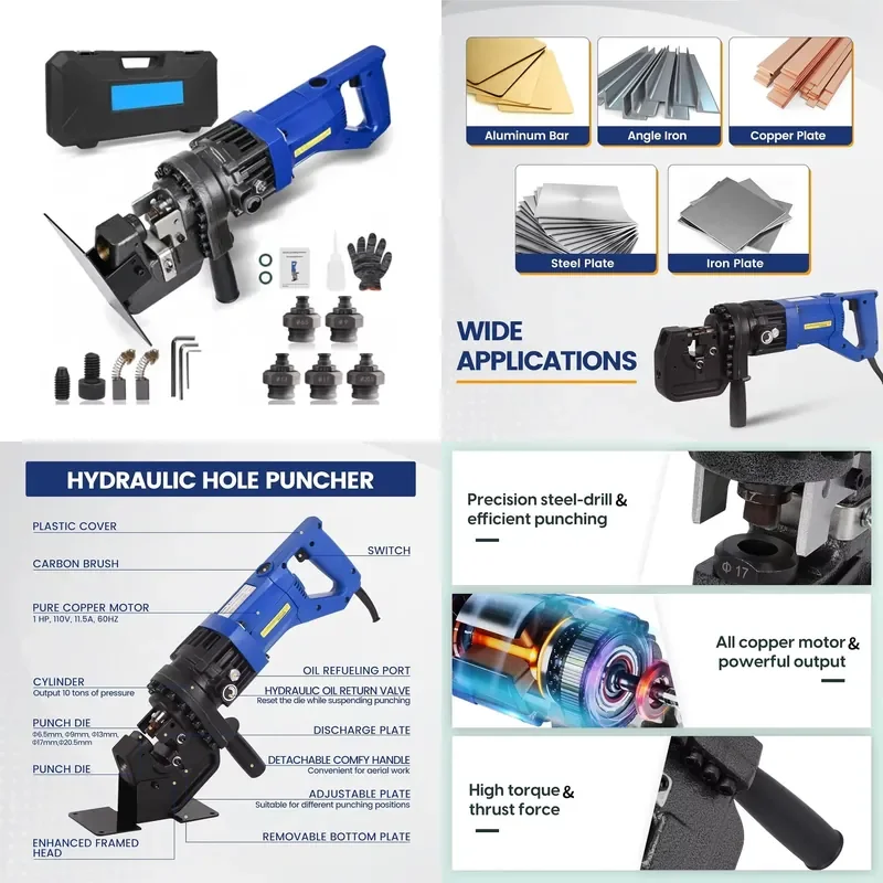 110/220V 1300W Industrial Hydraulic Hole Punching Tool Electric Brushless Motor Angle Steel/Iron Plate Aluminum Hole Digger