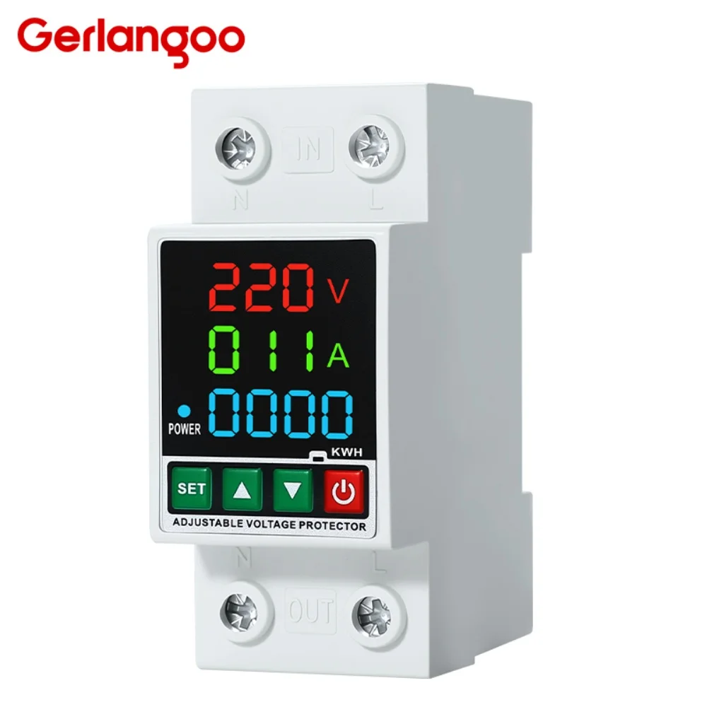 230V 63A Din Rail adjustable overvoltage and undervoltage protection relay overcurrent protection limit
