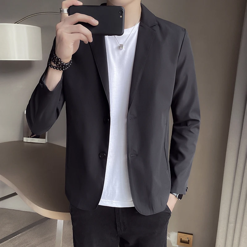 High quality Blazer men's Korean version trend youth fashion high-end simple and elegant business casual gentleman suit jacket