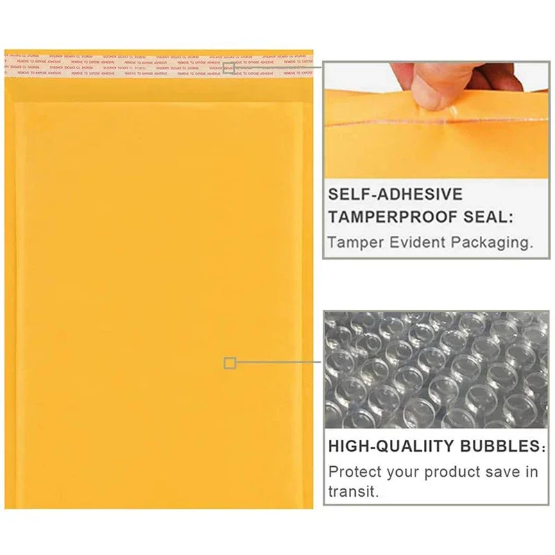 Imagem -02 - Envelope de Envio Acolchoado com Bubble Mailing Bolsa Bolsas de Papel Kraft Mailers Especificações Diferentes 20 Pcs por Lote