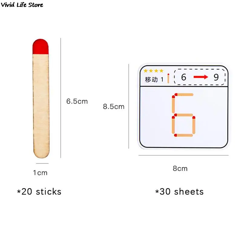 Matchstick Puzzle Games Montessori Match Stick Educational Toy Problem Solving Math Toys IQ Brain Teaser Puzzles For Kids Age 3+