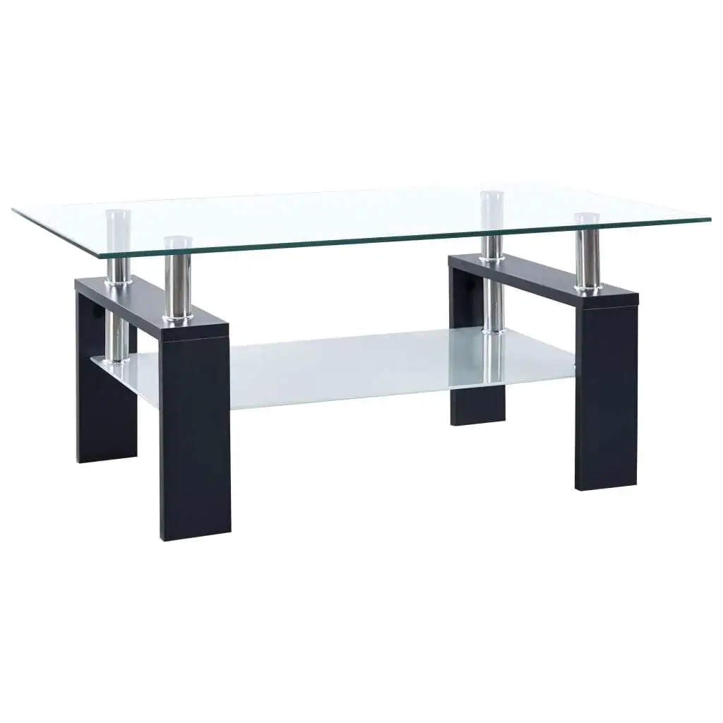 

Black & Transparent Coffee Table 37.4x21.7x15.7 Modern Tempered Glass Living Room Furniture