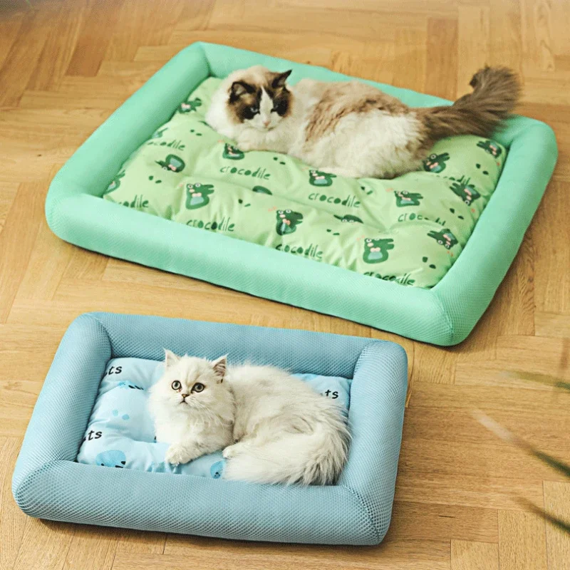 S-XL Pet Cat Mat Summer Cooling Mats for Dogs Breathable Dog Pad Dog Cat Sleeping Cool Cold Silk Washable Mats Summer Pet Bed