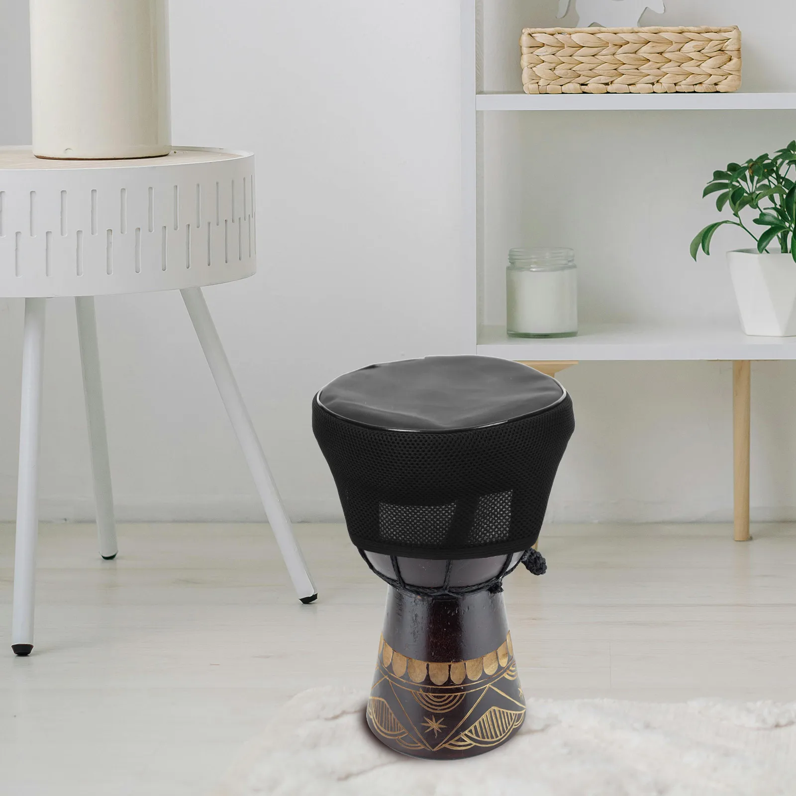 

African Hat 12 Inch Black Protective Cover Reusable Drum Cap Soundproof Design Easy Installation Durable Material