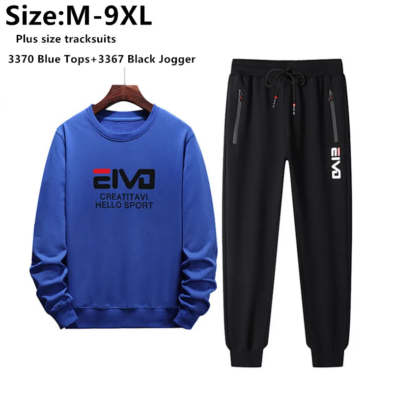 

9XL 8XL Plus Size Spring Autumn Tracksuits Men White Red Black 7XL 6XL Loose Sweatshirt Joggers Sports Sweatpants 2 Piece Sets