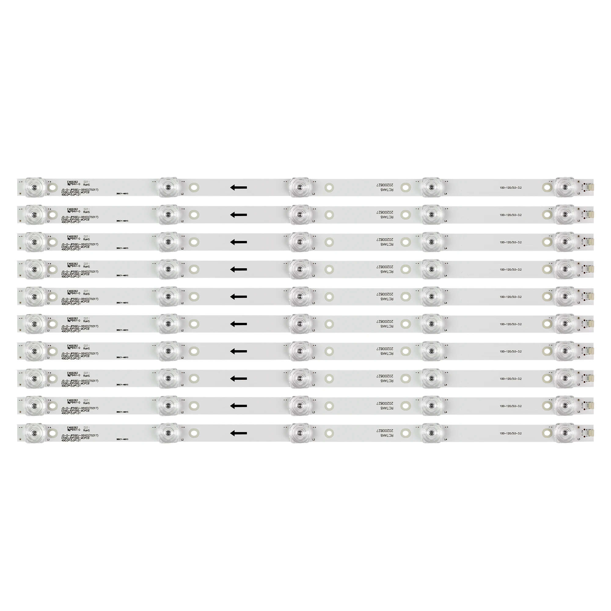 Led-hintergrundbeleuchtung streifen 5 lampen Für Akai 55'' TV AKTV5534 JS-D-JP55EU-051EC (70317) 01EC E55EU/EP1000 MCPCB 490,0 15,0 1,0 T