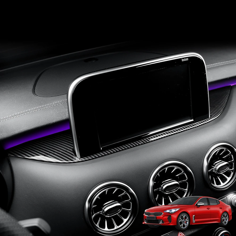 

Carbon Fiber Pattern Car Navigation Panel Trim Cover Decoration For Kia Stinger 2018-2023 Accessories LHD
