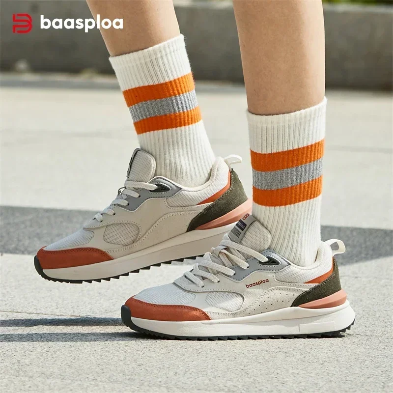 Baasploa Women Casual Shoes 2025 Lightweight Breathable Stable Walking Shoes Female Cushioning Non-Slip Vintage Sports Shoes