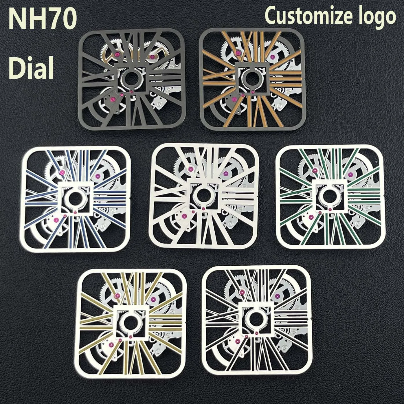 

NH70 dial hollowed out dial man's watch dial 27mm Square Dial fit NH70 movement Repair tools