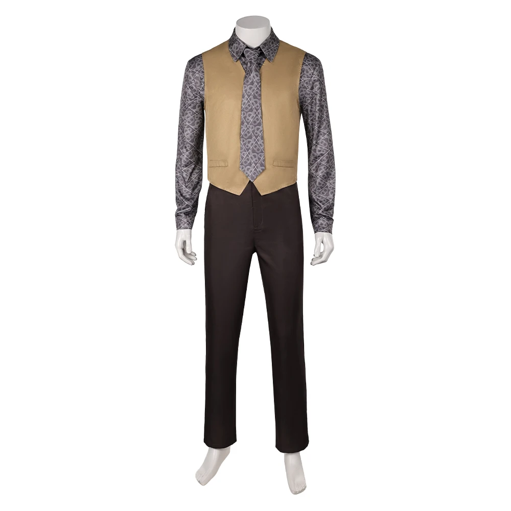 Disfraz de Halloween para hombre adulto, traje de Cosplay con cuello, camisa, pantalones, corbata, fantasía, Carnaval, fiesta, juego de rol