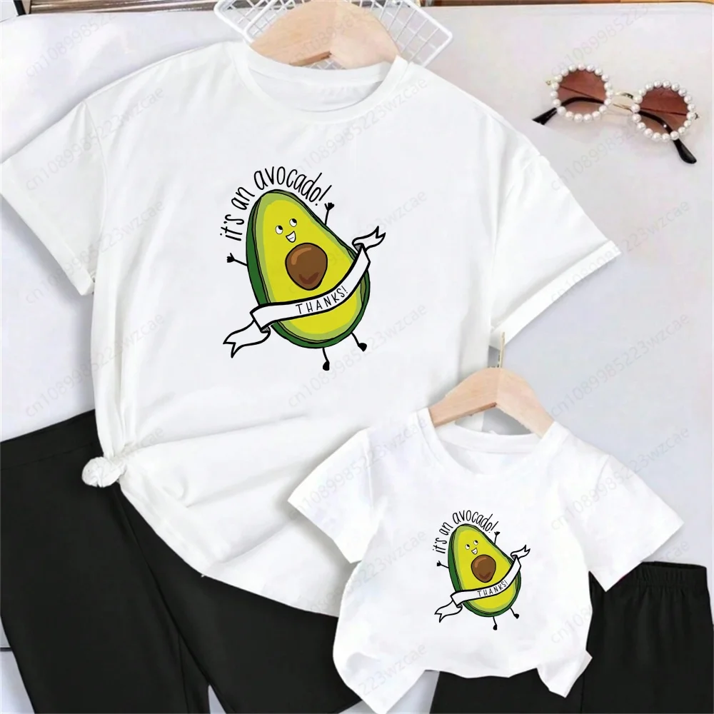 Vegan Avocado Young Girl Family Matching Outfits Mommy and Me Top Kids Boys Child Print Tee Funny T-shirts Short Sleeve Tshirt