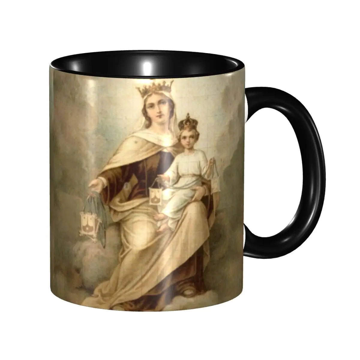 DIY Our Lady Of Mount Carmel Ceramic Mugs Custom Catholic Virgin Mary Coffee Cup Creative Present