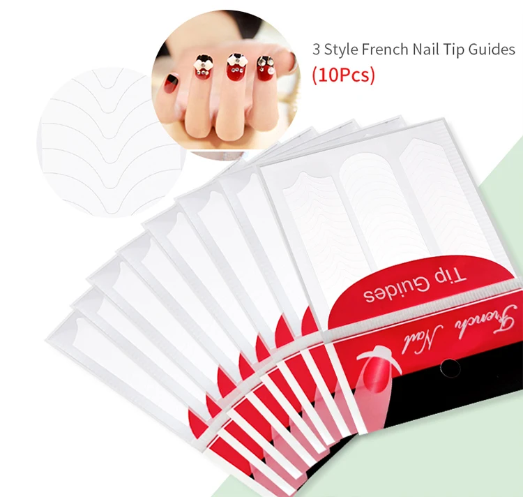 French Tip Maniküre-Aufkleber, 10/50/100 Stück, Nagelkunst-Führungsstreifen, French Line, selbstklebende DIY-Nagelaufkleber, Fransendesigns – Detail 9