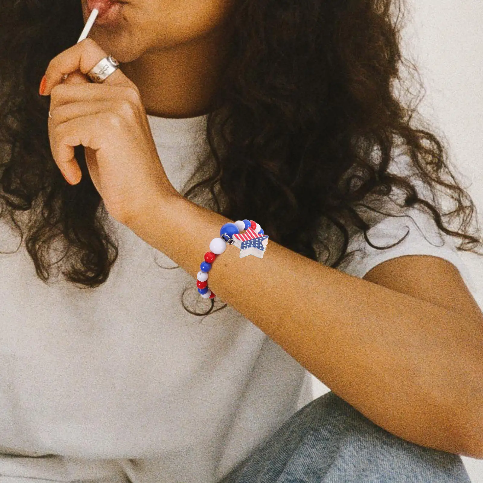 

1 комплект: деревянный кулон-звезда, ожерелье, браслет, модные украшения, декоративное украшение для шеи, идеальный подарок на День независимости, день рождения