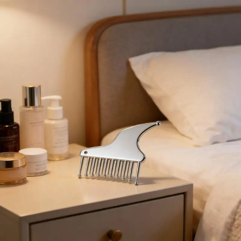 Comfortable Handheld Scalp Massager Wide Tooth Comb Stainless Steel Texture Suitable for Home and Animal Grooming Use 