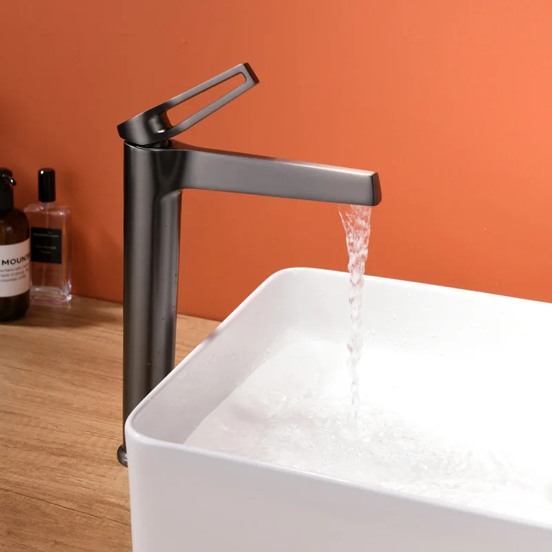 Gunmetal Brass Bathroom Sink Faucet Single Hole Mixer Tap