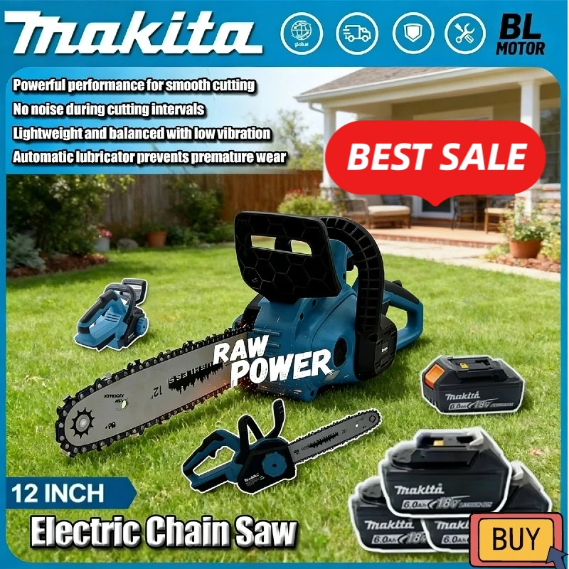 

Беспроводная цепная пила Makita с цифровым дисплеем, 12 дюймов, для обрезки деревьев и веток, совместима с аккумуляторами Makita