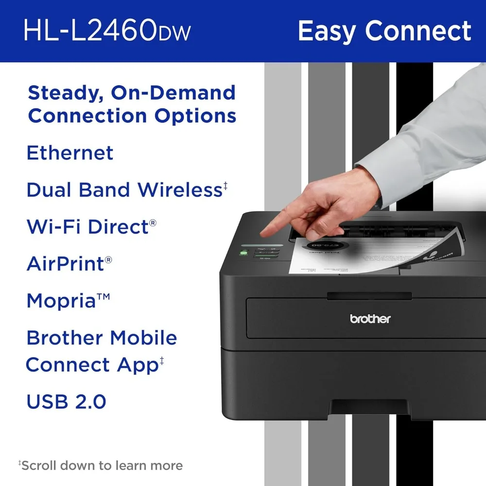 HL-L2460DW Wireless Compact Monochrome Laser Printer with Duplex, Mobile Printing image 6