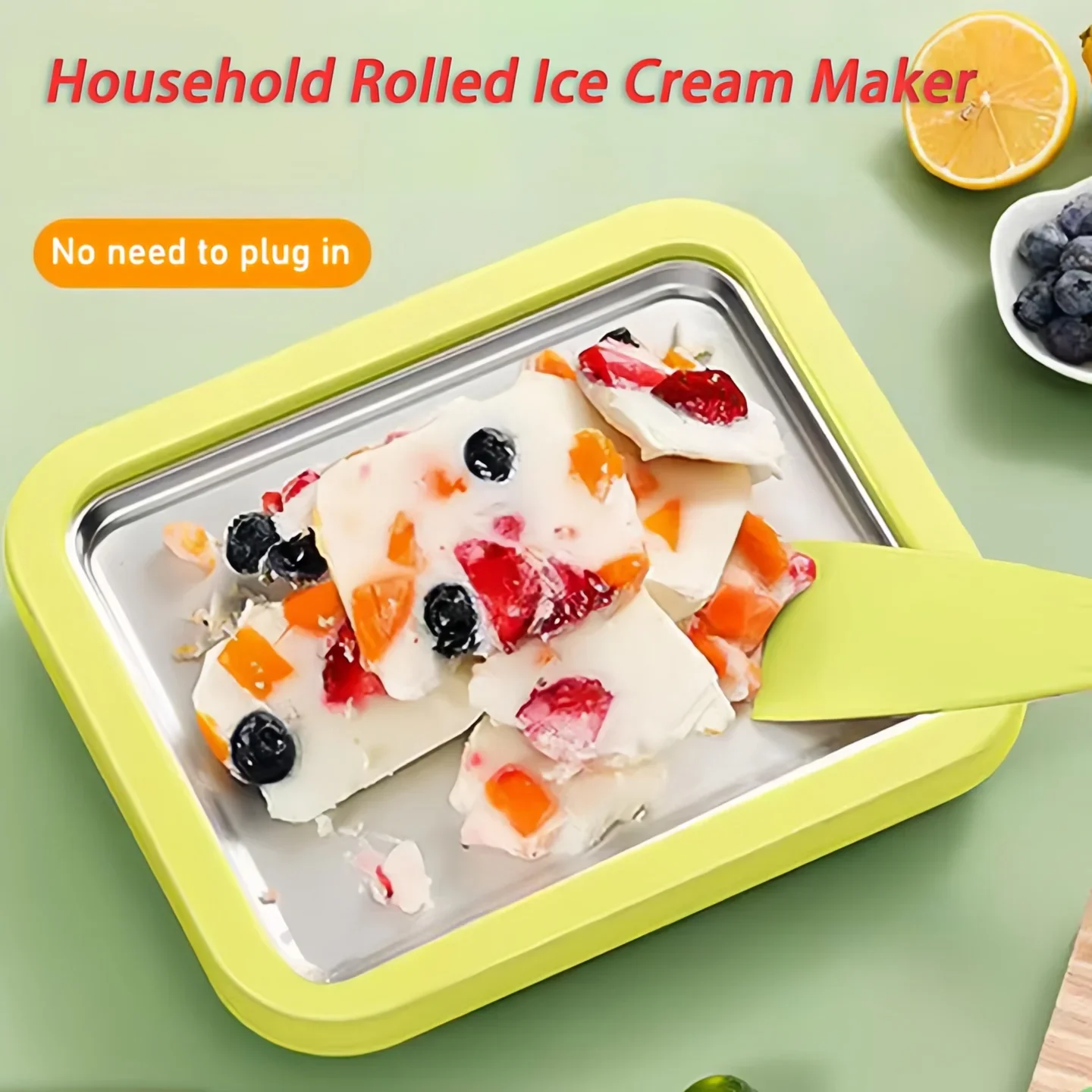 Multifunctional Rolled Ice Cream Maker - Cold Sweet Fried Ice Pan - DIY Household Frozen Yogurt Maker - For Homemade Stir-Fried