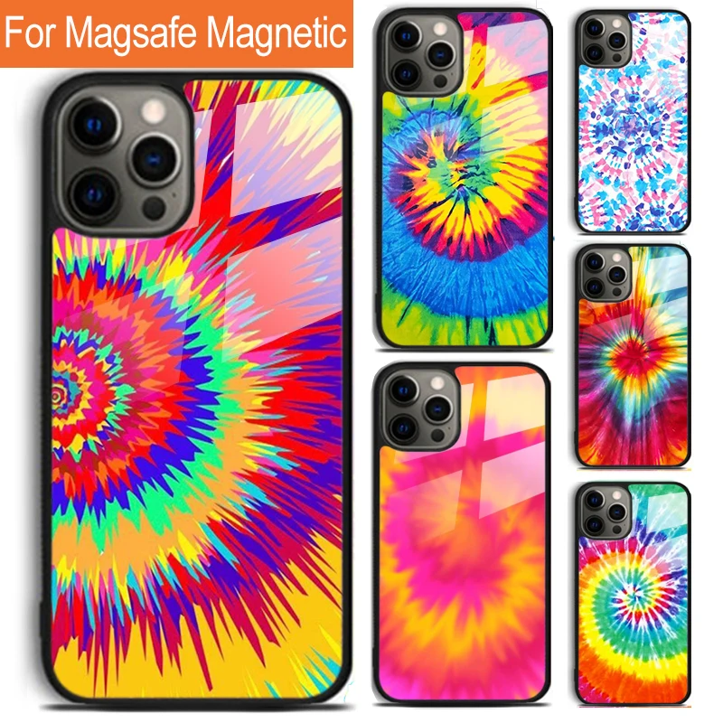 tie dye Pink and Aqua Phone Case For iPhone 16 15 14 13 12 11 Pro Max Plus Magsafe Magnetic Wireless Charging Cover