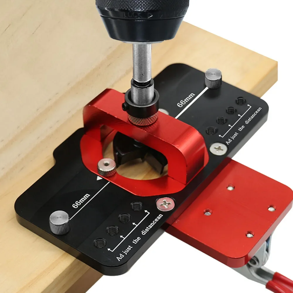 محدد مواقع دليل حفر ثقب النجارة ، تهزهز ممل المفصلات مع تركيبات ، بلاستيك ألومنيوم ، قالب فتح الفتحات ، باب ، خزائن ، 35: 50