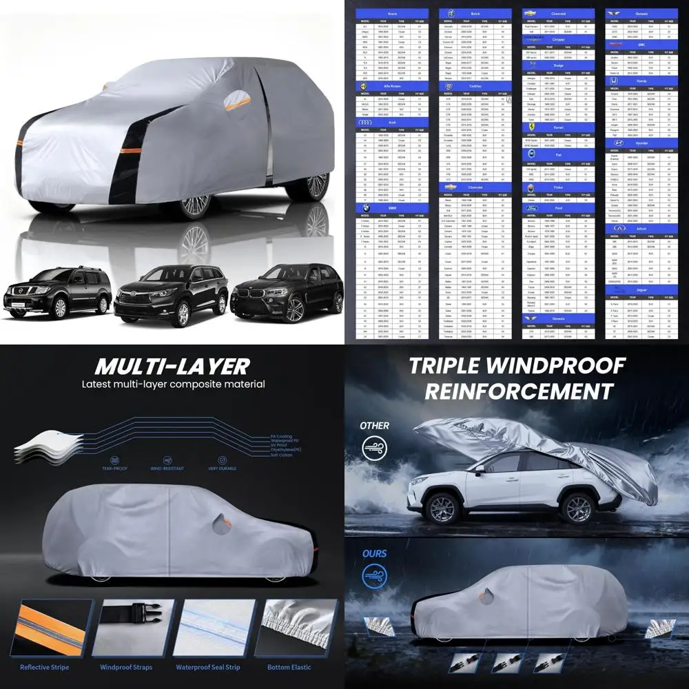 

Waterproof All-Weather Outdoor Car Cover with 10 Layers Protection for SUVs, Sun and Rain Defender, Custom Fit for Highlande Mod
