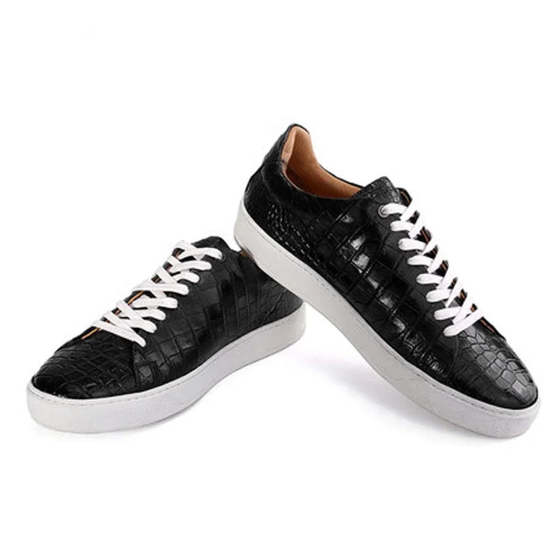 

weitasi crocodile leather men shoes male leisure White shoe board custom-made Imported rubber sole