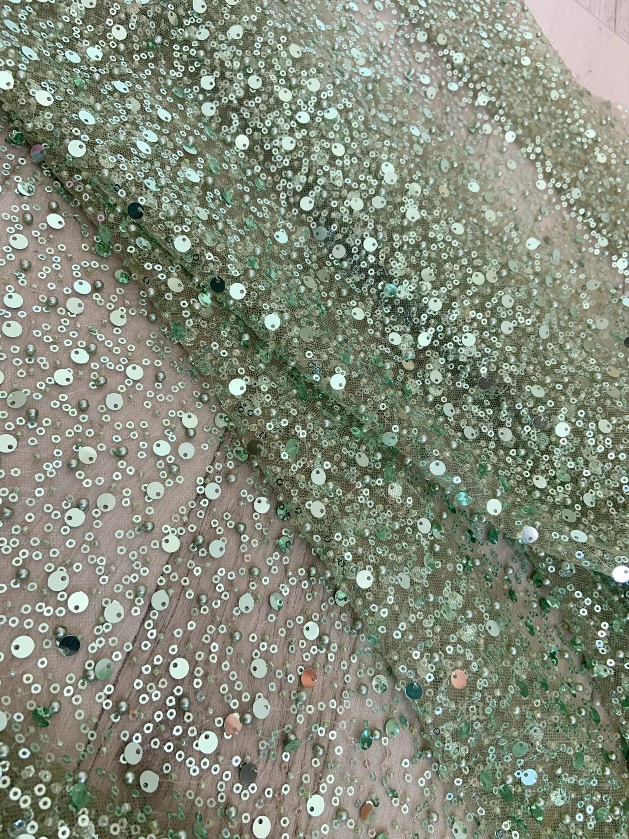 

1yard Wedding dresses,Cheongsam,DIY Accessories fabrics for sewing luxury Exquisite Grass green glitter fabric