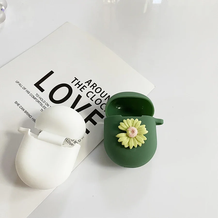 حافظة عصرية على شكل زهرة الأقحوان لهاتف SoundPEATS Air3-Deluxe حافظة لطيفة من السيليكون لسماعات الأذن مع صندوق ملحقات سلسلة المفاتيح