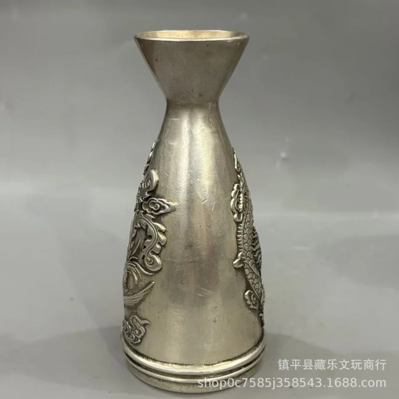 Copper ornament, dragon phoenix wine flask, supplies for housewarming and wedding, Buddhist temple decoration, em