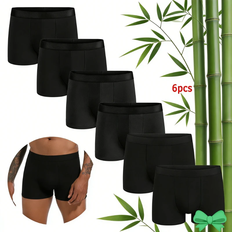 

Набор из 6 мужских трусов из бамбука – устойчивые к запаху, влагоотводящие, приятные для кожи, мягкие, экологичные, повседневные, для ежедневного использования, новинка 2026 года