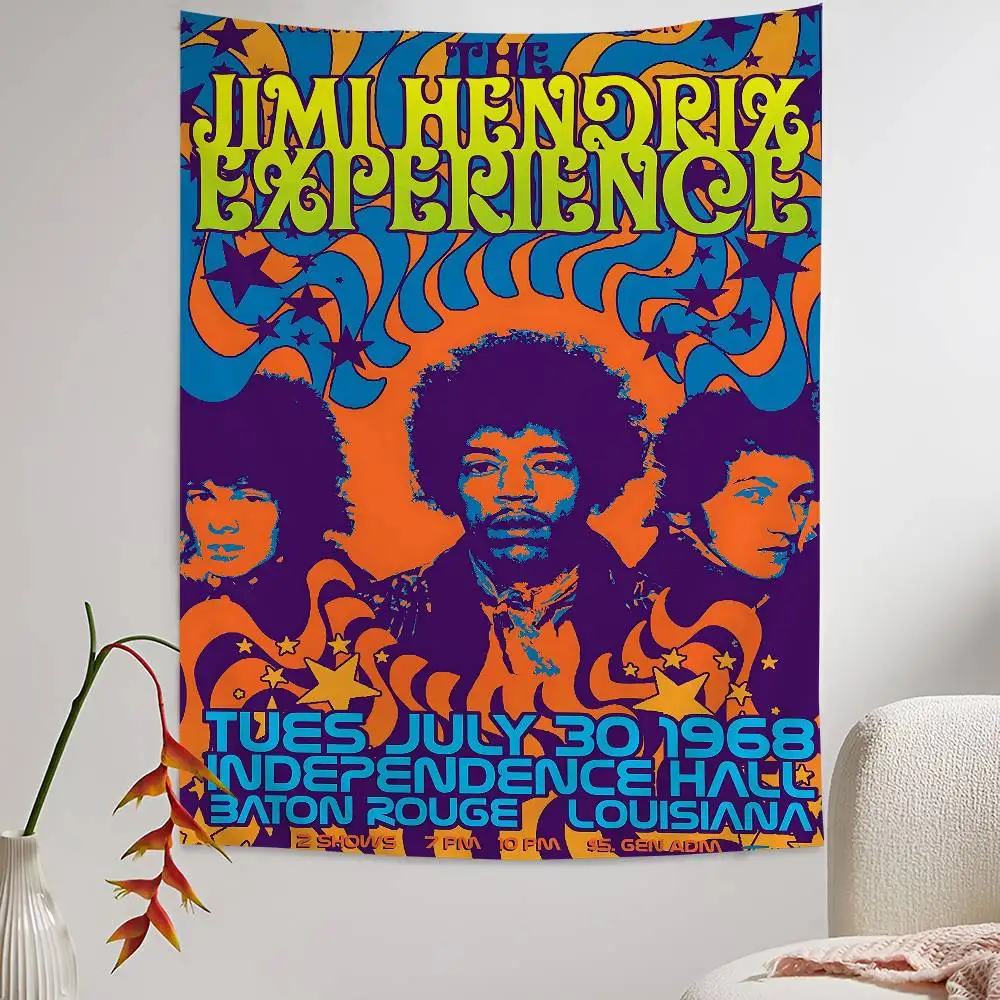 Singer J-JIMI H-HENDRIX Anime Tapestry Hippie Flower Wall Carpets Dorm Decor Cheap Hippie Wall Hanging