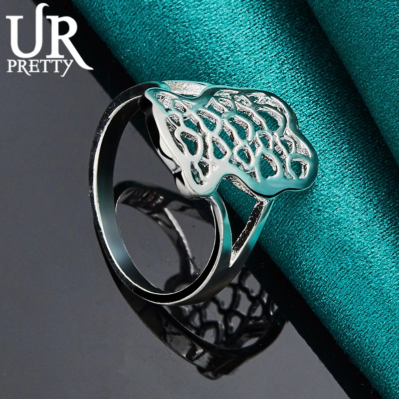 925 Sterling Silver Jewelry Charm Heart Shaped Mesh Ring for Women's Party, Engagement, Wedding Fashion Gifts