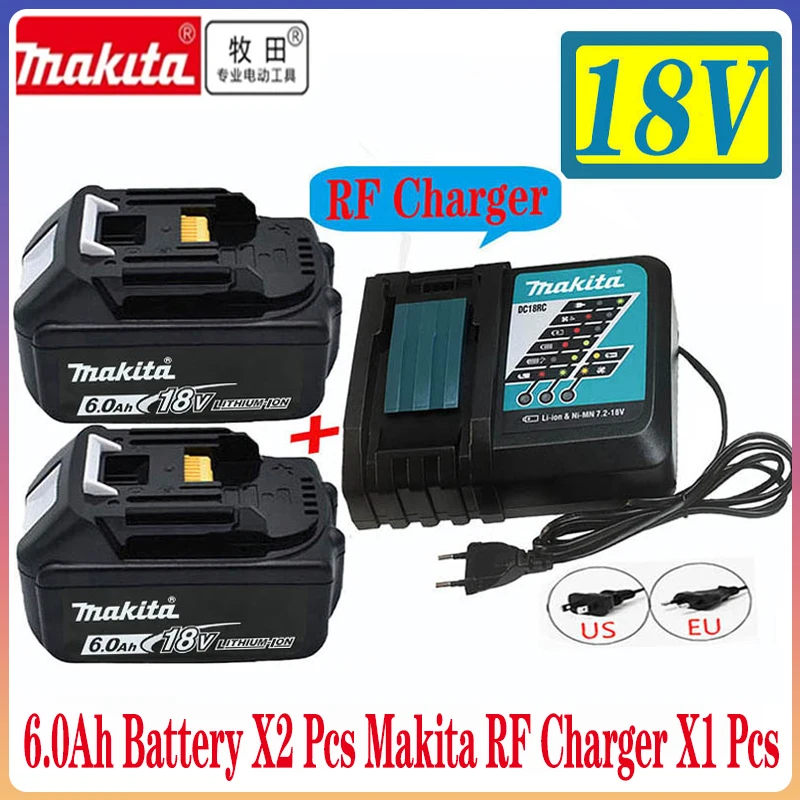 

Original BL1860 18V 6000mAh 6.0 Ah Rechargeable Battery With charger for Makita 18V Battery LXT BL1860B BL1860 BL1850 DHP482