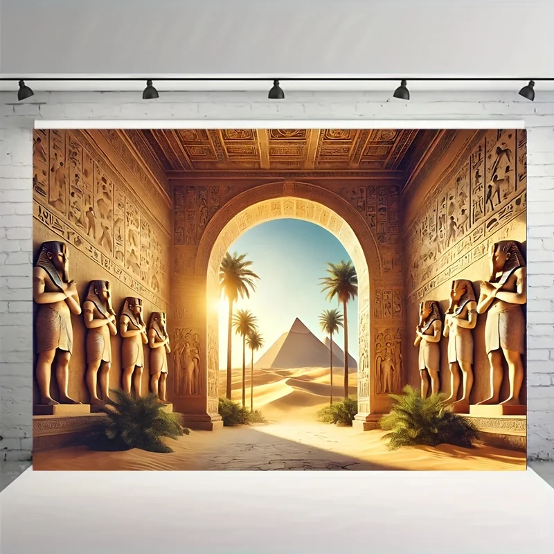 Lebendige Sicht an ägyptischen Pyramidenbögen mit Polyester-Hintergrundstoff, geeignet für Familienfeiern, Hochzeiten, Geburtstage