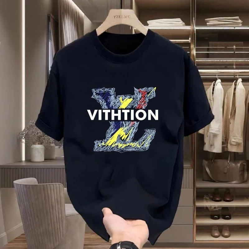 

New Pure Cotton T-shirts for Men and Women with Printed Summer Round Collars Stylish Casual and Versatile Loose Tops