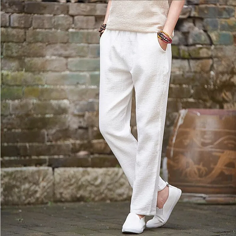 Women Cotton Long Pants Casual 2024 New Spring Summer Trousers with  Pockets Elastic High Waist Loose Vintage Original Pants