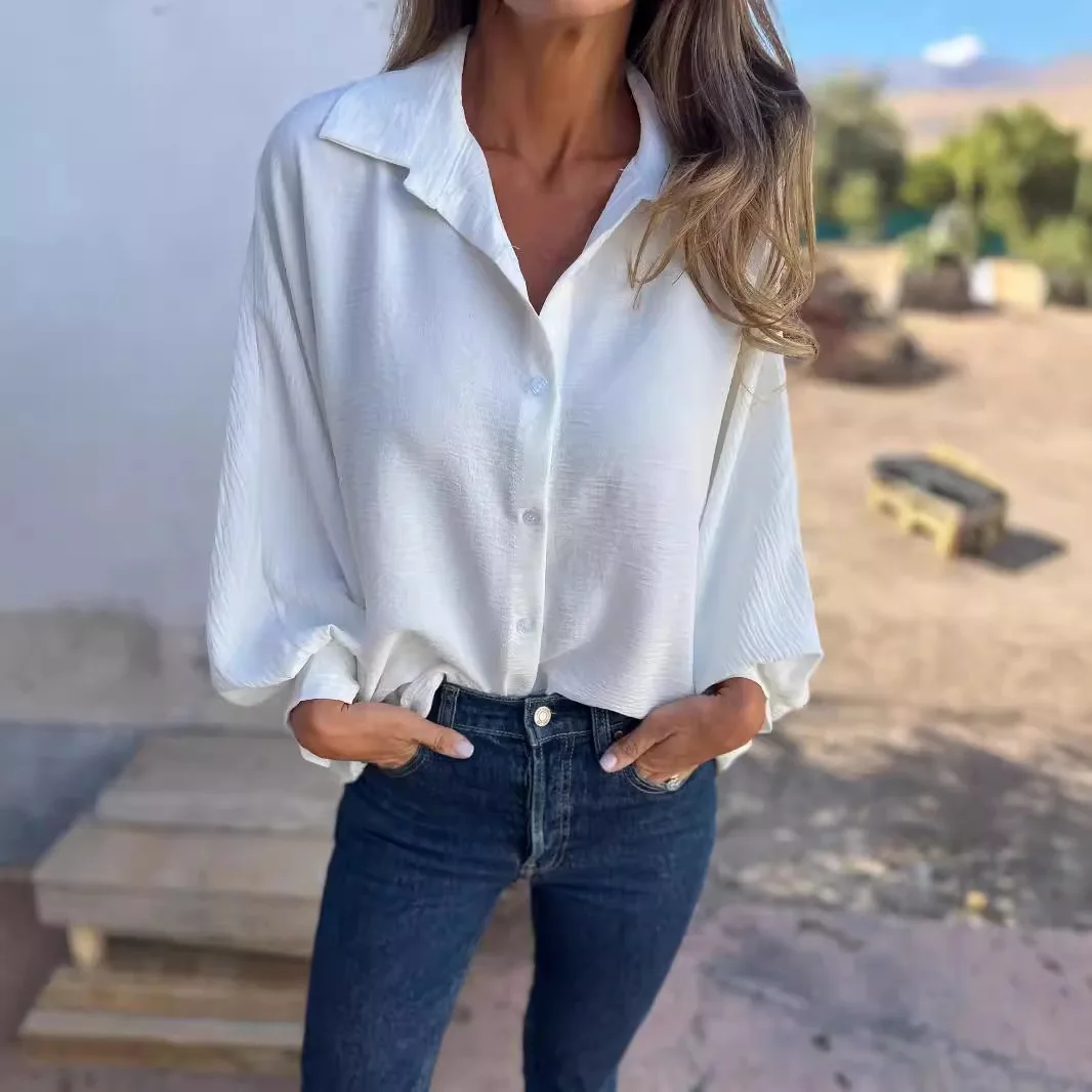 

2026 Cross-Border Independent Station Foreign Trade New Style Autumn Winter Women's Loose Puff Batwing Sleeve Shirt