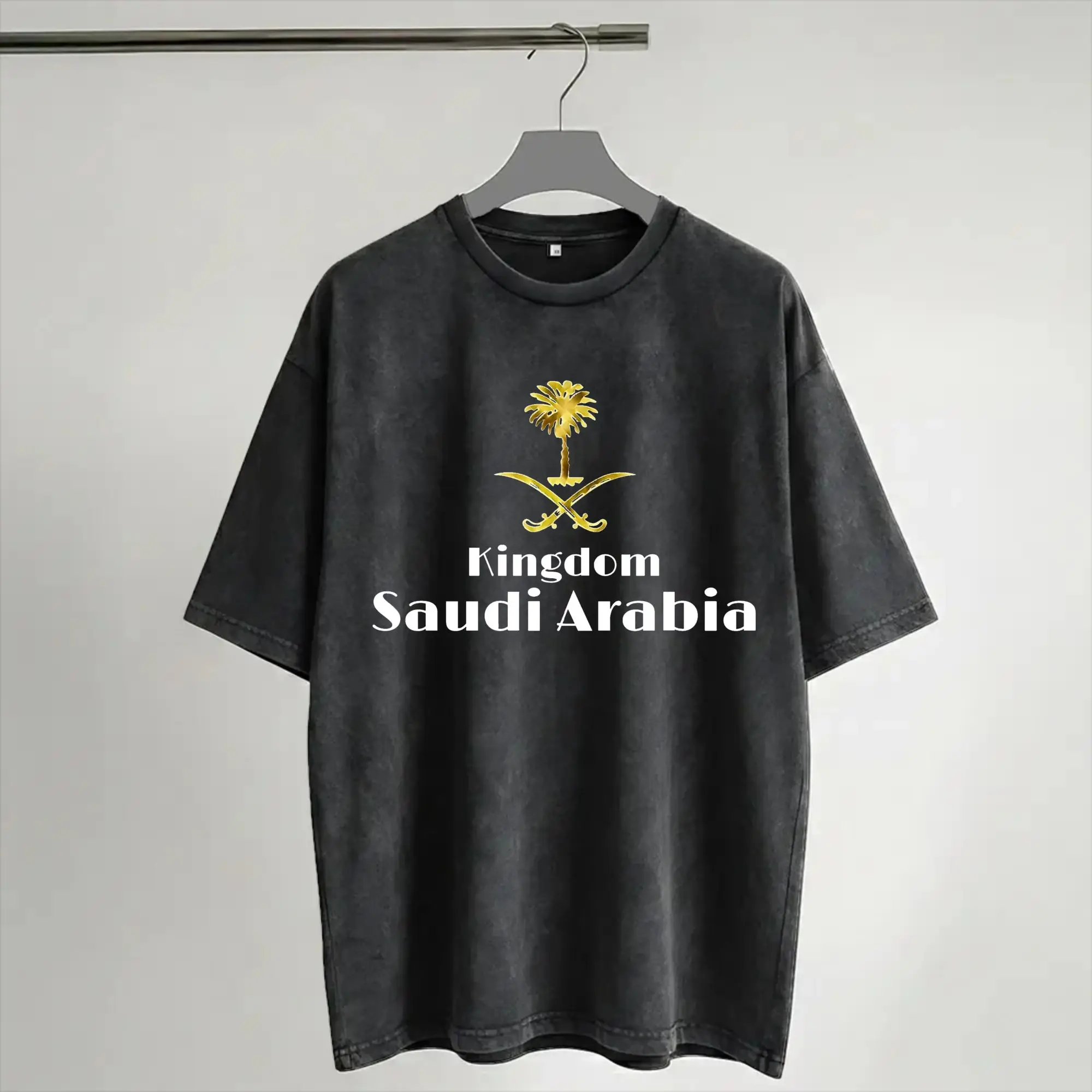 Kingdom Saudi Arabia T Shirts Hip Hop Washed 100% Cotton Harajuku T-Shirts Saudi National Day  Fashion Men Women Streetwear