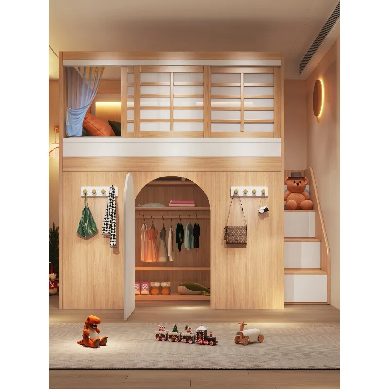 bunk beds, duplex second floor tree house, bed and closet cloakroom bed