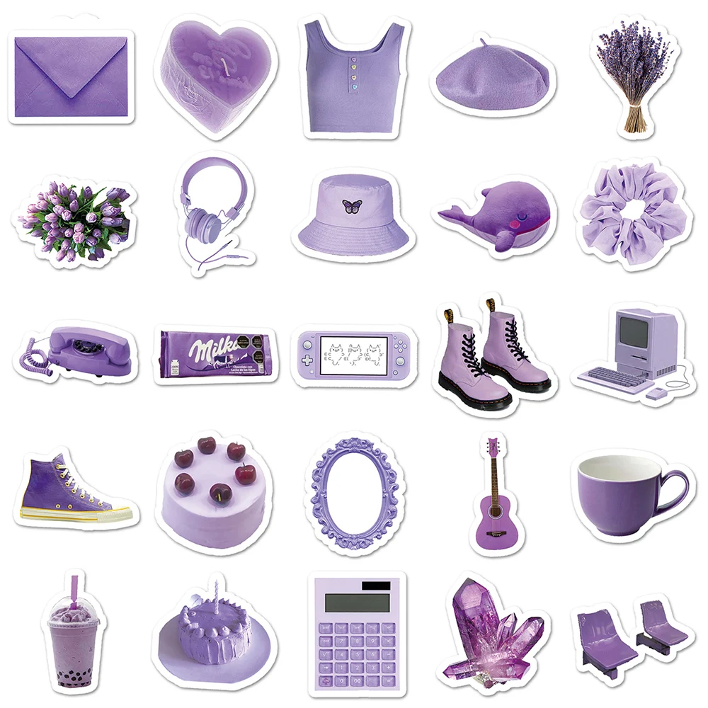 10/30/50pcs Cute Cartoon Purple INS Style Graffiti Stickers Aesthetic Decals Toys DIY Motorcycle Laptop Helmet Sticker for Gifts view 5