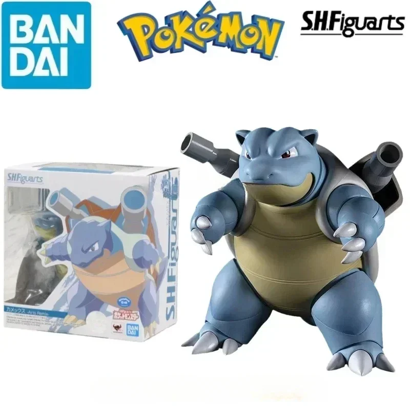 Bandai Original Pokemon S.H.Figuarts SHF Anime Figure Blastoise Anime Action Figures Toys for Kids Collectible Model Ornaments