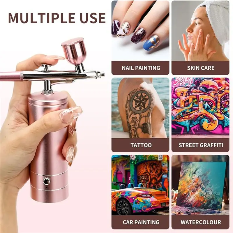 Cordless Rechargeable Airbrush Set Built‑in Air Compressor Hand‑held Airbrush For Makeup